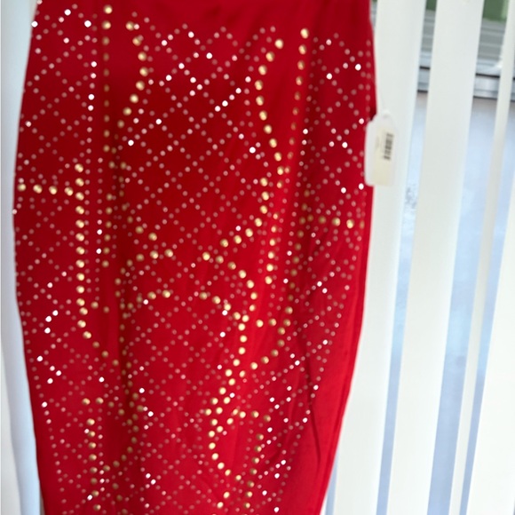 Axist Red Maxi Skirt with Gold Accents - Picture 7 of 12